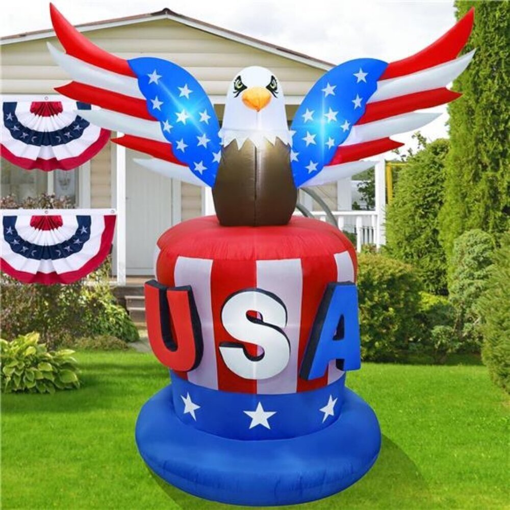 8FT Patriotic Bald Eagle Inflatable Uncle Sam Hat July 4th